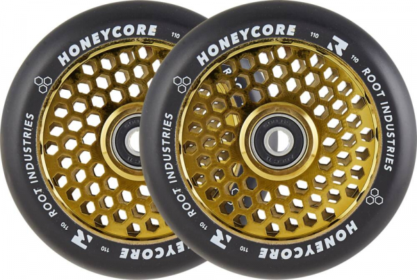 Root Industries Honeycore Wheel 110mm - gold - PU schwarz - 2 Stück